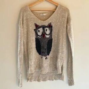 Abercrombie & Fitch Owl Sweater XS/S Beige Graphic Knit